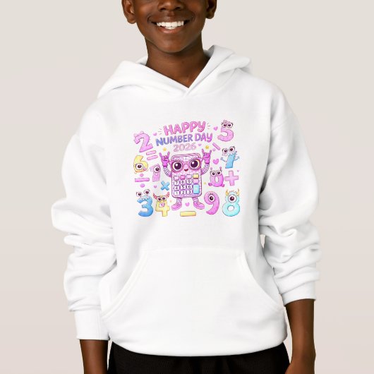Happy Number Day Cute Calculator Math Hoodie (正面)