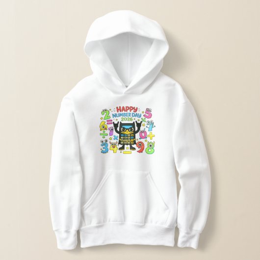 Happy Number Day Cute Calculator Math Hoodie (レイダウン)