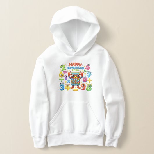 Happy Number Day Cute Maths Hoodie for Kids (レイダウン)