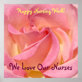 Happy Nursing Week！ポスターPink Rose flower Love ポスター