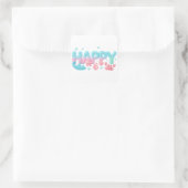 Happy Ocean Pastel Glossy Text スクエアシール (バッグ)