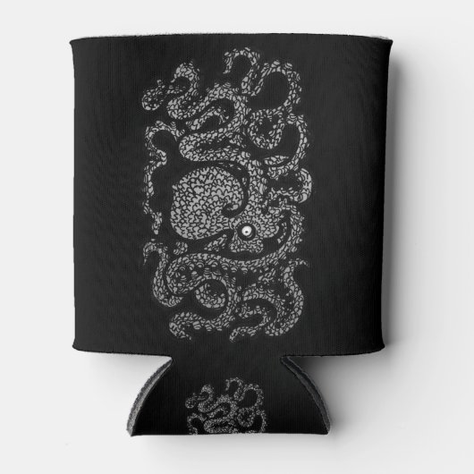 Happy Octopus（黒） 缶クーラー (正面)