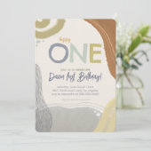 Happy One First Birthday Photo boy Invitation 招待状 (スタンド正面)