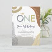 Happy One First Birthday Photo boy Invitation 招待状 (スタンド正面)
