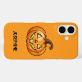 Happy Orange Cartoon Pumpkin With Name Halloween Case-Mate iPhoneケース (裏面 (横))
