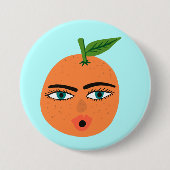 Happy Orange Whimsical Button 缶バッジ (正面)