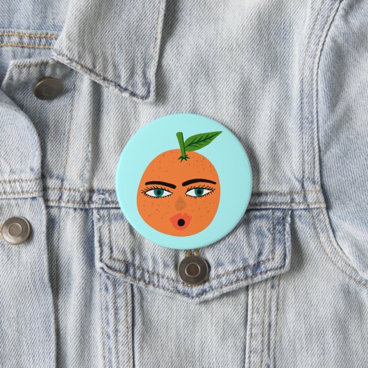 Happy Orange Whimsical Button 缶バッジ (インサイチュ)