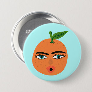 Happy Orange Whimsical Button 缶バッジ