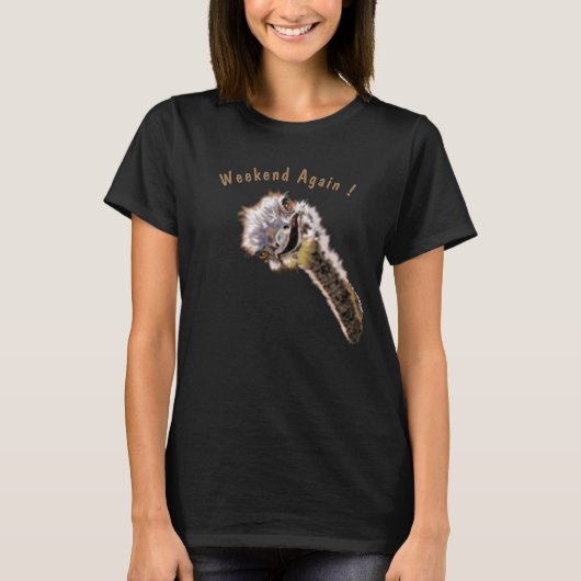 Happy Ostrichおもしろい付きTシャツ – カスタム文字 Tシャツ (正面)