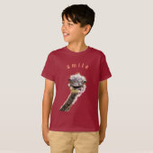 Happy Ostrichおもしろい付きTシャツ – スマイル Tシャツ (正面フル)