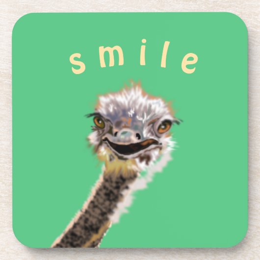 Happy Ostrich Coaster - カスタム文字 コースター (正面)