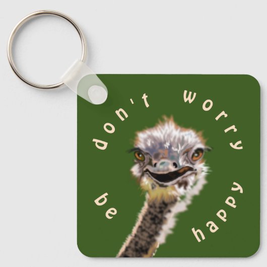 Happy Ostrich Keychain – 心配しないでHappy キーホルダー (正面)