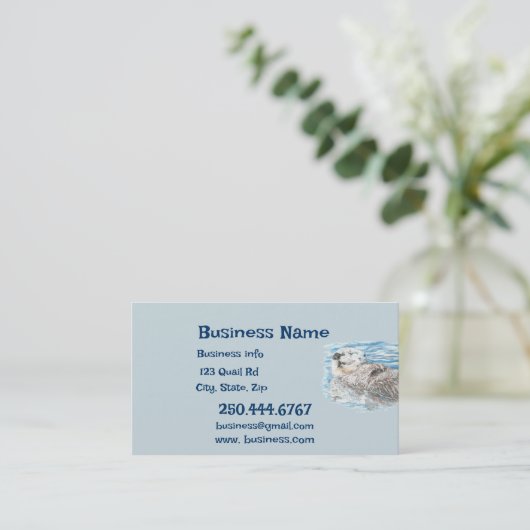 Happy Otter Animal Business Logo 名刺 (スタンド正面)