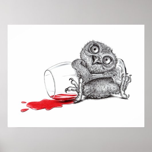 Happy Owl – 飲む ポスター (正面)