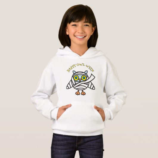 Happy "OWL-WEEN" Girls Pullover Hoodie (正面フル)