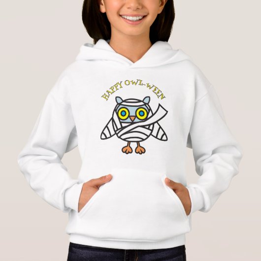 Happy "OWL-WEEN" Girls Pullover Hoodie (正面)