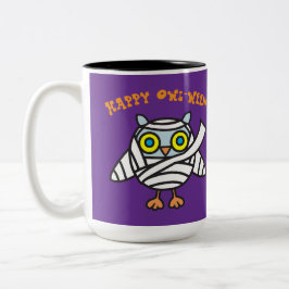 Happy Owl-Ween! Owl Mummy Halloween Coffee Mug ツートーンマグカップ