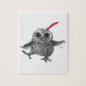 Happy Owl with Red Feather ジグソーパズル (縦)