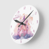 Happy Palace on the Pink Cloudのカスタマイズ可能な選択 ラウンド壁時計 (傾斜)