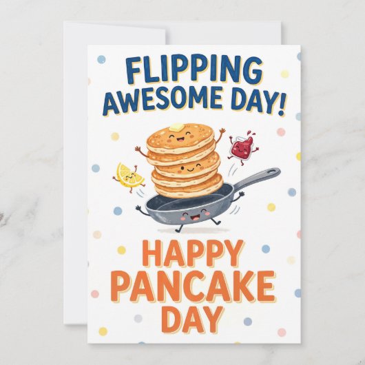 Happy Pancake Day Greeting Card - Flipping Pancake シーズンカード (正面)