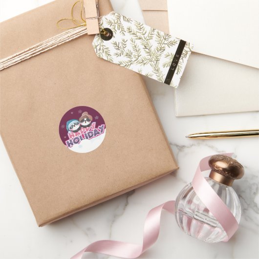 Happy Panda Holiday ラウンドシール (ギフト)