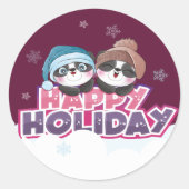 Happy Panda Holiday ラウンドシール (正面)