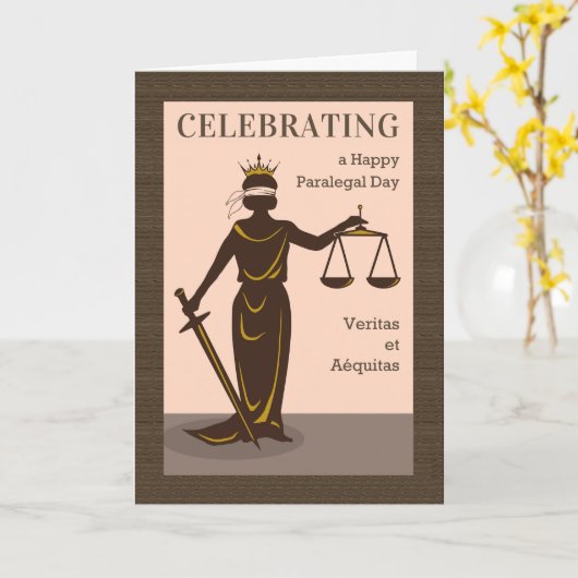 Happy Paralegal Day祝's with Lady Justice カード (黄色い花)