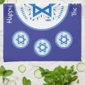 Happy PASSOVER 青いダビデの星 名前 キッチンタオル (折り畳み)