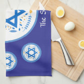 Happy PASSOVER 青いダビデの星 名前 キッチンタオル (四つ折り)