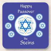 Happy PASSOVER Blue Star of David NAME コースター (正面)