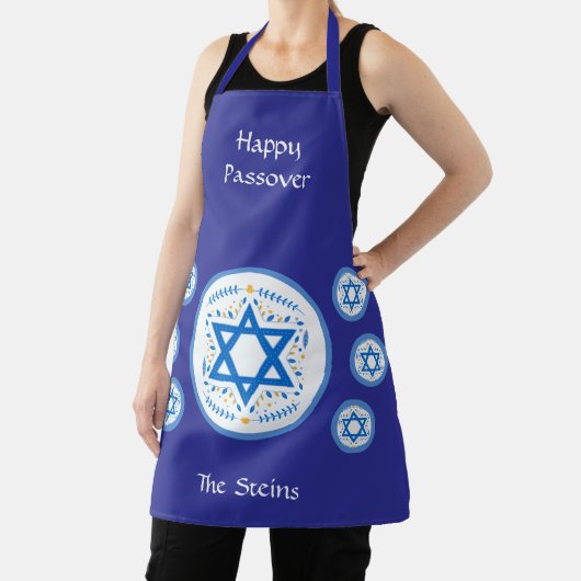 Happy PASSOVER Blue Star of David NAME P Placemats エプロン (インサイチュ)