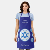 Happy PASSOVER Blue Star of David NAME P Placemats エプロン (着用した状態)