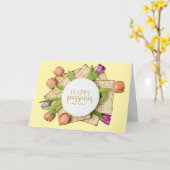 Happy Passover Card with Tulips & Matzo | Modern カード (黄色い花)