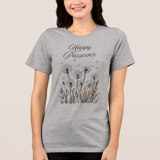 "Happy Passover" dandelion T-Shirt トライブレンドＴシャツ (正面)