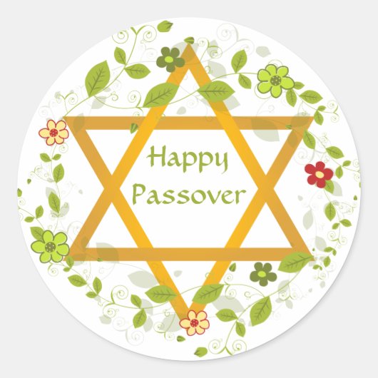 Happy Passover Magen Davidステッカー ラウンドシール (正面)