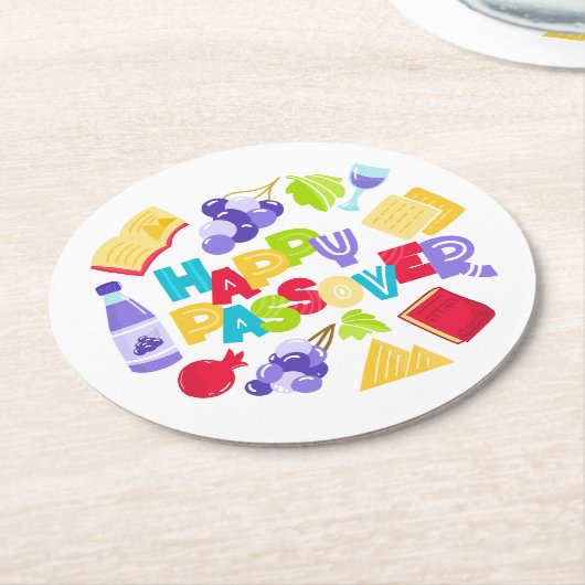 Happy Passover Paper Coaster ラウンドペーパーコースター (アングル)