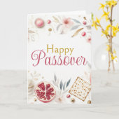 Happy Passover - Pomegranates Matzah Floral カード (黄色い花)