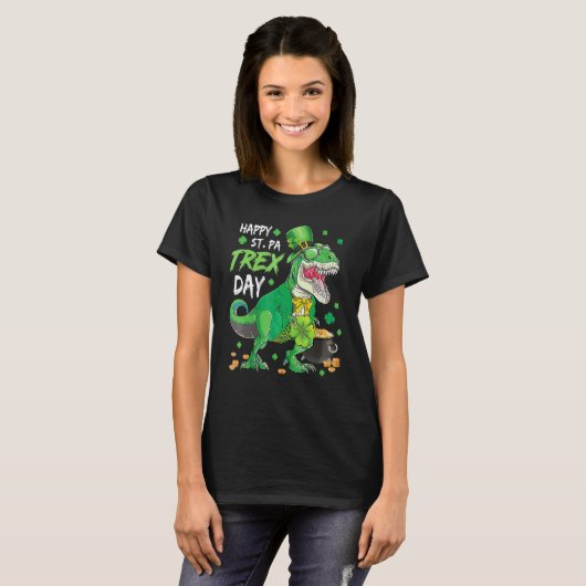 Happy Pat Rex Day Dinosaur T Rex St Patrick's Day Tシャツ (正面フル)
