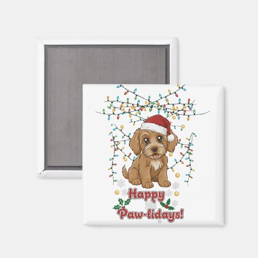 Happy Paw-lidays Christmas Cockapoo Magnet マグネット (正面/裏面)