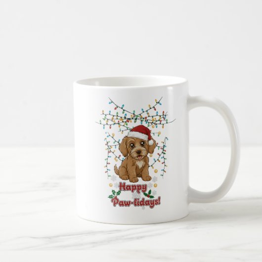 Happy Paw-lidays Christmas Cockapoo Mug コーヒーマグカップ (右)