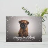 Happy Pawlidaysかわいい犬の写真クリスマス シーズンカード (スタンド正面)