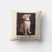 Happy Pawlidays おもしろい Pun Pet Photo クッション (正面)