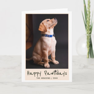 Happy Pawlidays おもしろい Pun Pet Photo シーズンカード