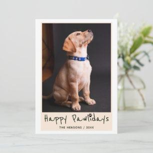 Happy Pawlidays おもしろい Pun Pet Photo シーズンカード