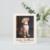 Happy Pawlidays おもしろい Pun Pet Photo シーズンポストカード (スタンド正面)