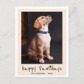 Happy Pawlidays おもしろい Pun Pet Photo シーズンポストカード (正面)