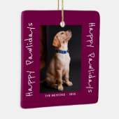 Happy Pawlidays おもしろい Pun Pet Photo セラミックオーナメント (右)