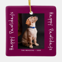 Happy Pawlidays おもしろい Pun Pet Photo