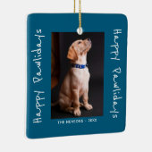 Happy Pawlidays おもしろい Pun Pet Photo セラミックオーナメント (右)