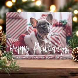 Happy Pawlidays おもしろい Scriptモダン Pet Dog写真 シーズンカード